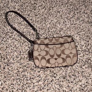 Coach Brown Signature Wristlet